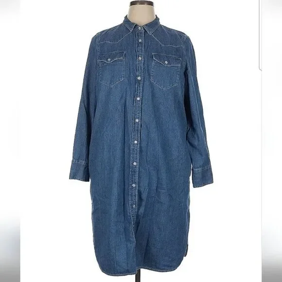 NWT j Crew Blue Denim Shirt Dress 16 - Picture 2 of 8